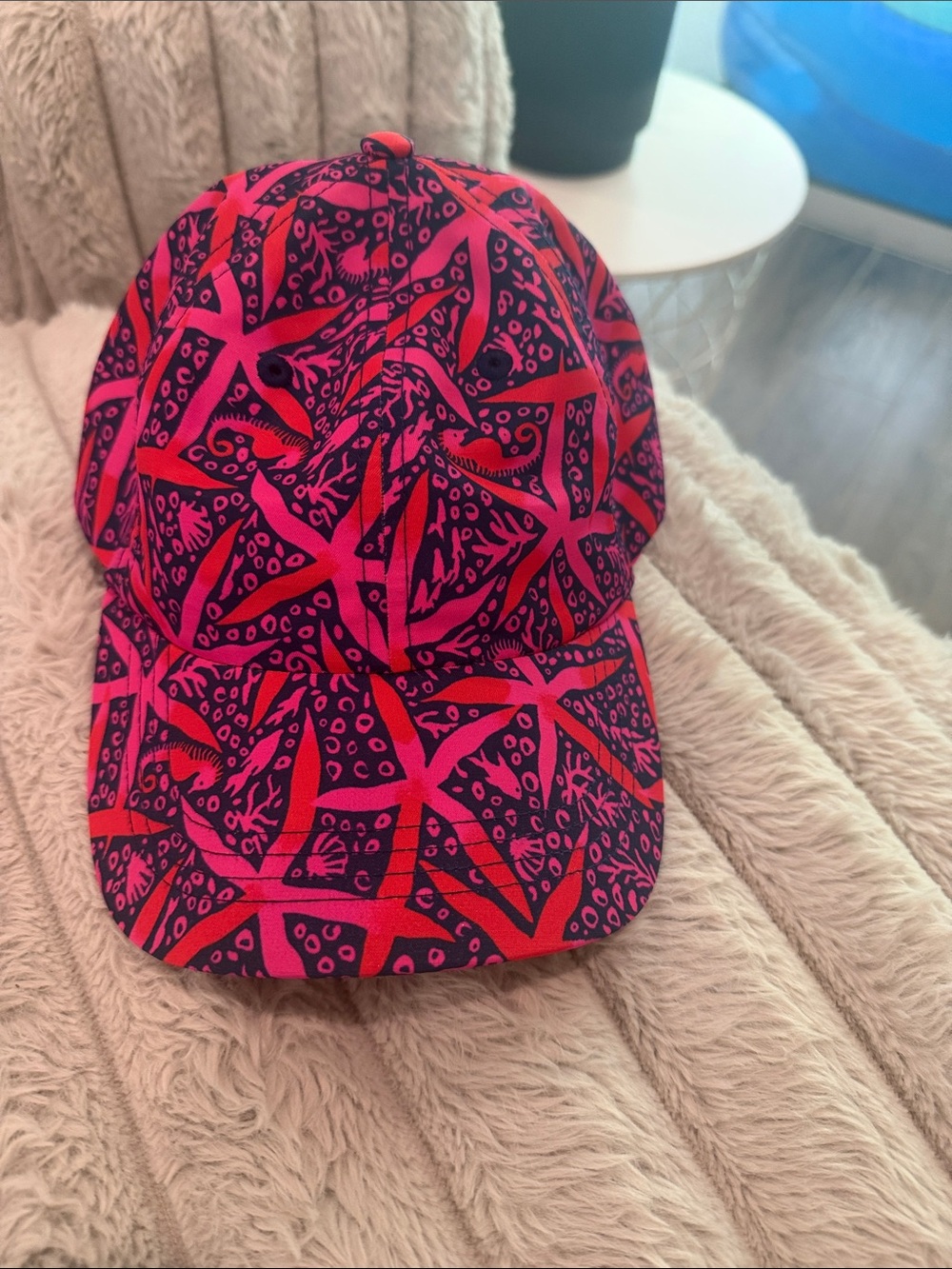 Lilly Pulitzer Pink & Navy Starfish Print Baseball Cap